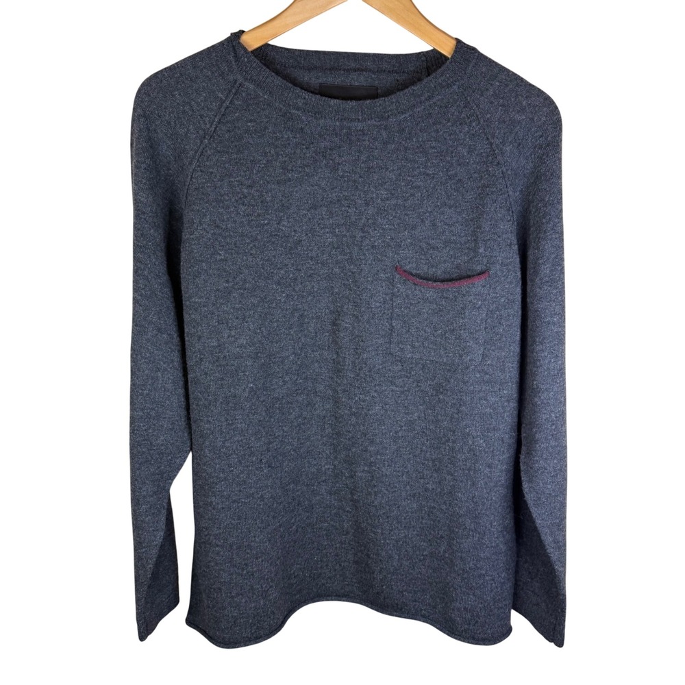 BESPOKEN Men's Gray‎ Crew Neck Long Sleeve 100% Lambswool Sweater Size Large